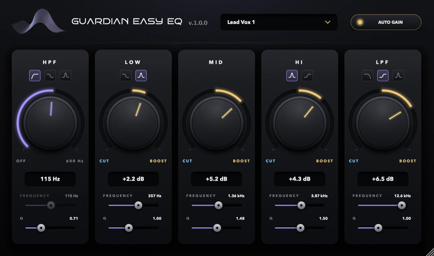 Guardian Easy EQ interface